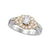 1 CTW Round Diamond 2-tone Bridal Wedding Engagement Ring 14kt White Gold - REF-109W5F