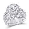 1 & 1/5 CTW Round Diamond Bridal Wedding Engagement Ring 14kt White Gold - REF-167K9R