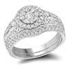1 CTW Round Diamond Double Halo Bridal Wedding Engagement Ring 14kt White Gold - REF-83W9F