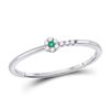 Image 1 : 1/20 CTW Round Emerald Diamond Stackable Ring 10kt White Gold - REF-8R4H