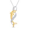 Image 1 : 1/20 CTW Round Diamond Dolphin Pendant 10kt Two-tone Gold - REF-8Y4X