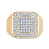Image 2 : 1/3 CTW Mens Round Diamond Square Cluster Ring 10kt Yellow Gold - REF-30X3T