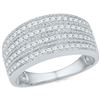 Image 1 : 1/2 CTW Round Diamond Four Row Milgrain Ring 10kt White Gold - REF-33T3K