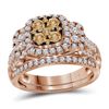 Image 1 : 1 CTW Round Brown Diamond Cluster Bridal Wedding Engagement Ring 14kt Rose Gold - REF-101M9A