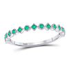 Image 1 : 1/5 CTW Round Emerald Square Dot Stackable Ring 10kt White Gold - REF-11X9T