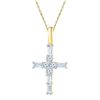 Image 1 : 1/4 CTW Baguette Diamond Cross Pendant 10kt Yellow Gold - REF-18W3F