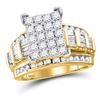 Image 1 : 1/2 CTW Round Diamond Cluster Bridal Wedding Engagement Ring 10kt Yellow Gold - REF-37W8F