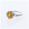 Image 1 : 3.29 CTW Citrine & Diamond Ring 14K White Gold - REF-57H7M