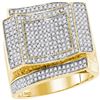 Image 1 : 7/8 CTW Mens Round Diamond Square Cluster Contoured Ring 10kt Yellow Gold - REF-95A9N