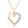 Image 1 : 1/4 CTW Round Diamond Open-center Heart Pendant 10kt Yellow Gold - REF-19X2T