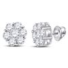 Image 1 : 2 & 1/2 CTW Round Diamond Flower Cluster Earrings 14kt White Gold - REF-264W3F