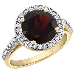 2.44 CTW Garnet & Diamond Ring 10K Yellow Gold - REF-58Y2V