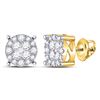 Image 1 : 1 CTW Round Diamond Circle Frame Cluster Earrings 14kt Yellow Gold - REF-71F9M