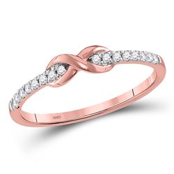 1/10 CTW Round Diamond Infinity Knot Stackable Ring 10kt Rose Gold - REF-10H8W