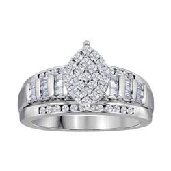 2 CTW Diamond Oval Cluster Bridal Wedding Engagement Ring 10kt White Gold - REF-113K9R