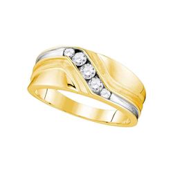 3/8 CTW Mens Round Diamond Wedding Ring 10kt Yellow Gold - REF-47Y8X