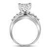 Image 2 : 1 CTW Princess Diamond Cluster Bridal Wedding Engagement Ring 10kt White Gold - REF-57K3R