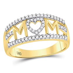 1/4 CTW Round Diamond Mom Mother Heart Ring 10kt Yellow Gold - REF-16A8N