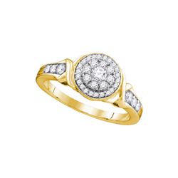 1/2 CTW Round Diamond Halo Bridal Wedding Engagement Ring 10kt Yellow Gold - REF-41A9N