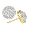 Image 1 : 3/4 CTW Round Diamond Concentric Circle Layered Cluster Earrings 10kt Yellow Gold - REF-54Y3X