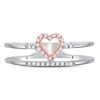 Image 2 : 1/10 CTW Round Diamond Split-shank Heart Ring 10kt Two-tone White Gold - REF-13A2N