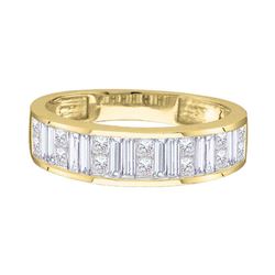 1/4 CTW Princess Baguette Diamond Wedding Ring 14kt Yellow Gold - REF-30W3F