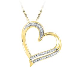 1/6 CTW Round Diamond Heart Pendant 10kt Yellow Gold - REF-15K5R