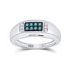 Image 1 : 1/3 CTW Mens Round Blue Color Enhanced Diamond Ring 10kt White Gold - REF-26H3W
