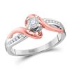 Image 1 : 1/8 CTW Round Diamond Solitaire Bridal Wedding Engagement Ring 10kt Two-tone Gold - REF-22R8H