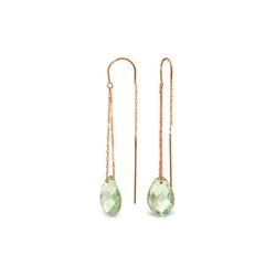 Genuine 6 ctw Green Amethyst Earrings 14KT Rose Gold - REF-21Z9N