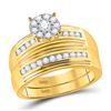 Image 2 : 1 CTW His & Hers Round Diamond Solitaire Matching Bridal Wedding Ring 10kt Yellow Gold - REF-77T9K