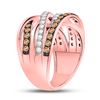 Image 3 : 1 & 1/3 CTW Round Brown Diamond Crossover Fashion Ring 14kt Rose Gold - REF-101W9F