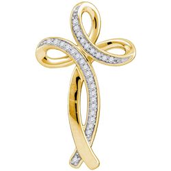 1/10 CTW Round Diamond Cross Pendant 10kt Yellow Gold - REF-11Y9X