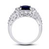 Image 3 : 3 & 3/4 CTW Princess Lab-Created Blue Sapphire Solitaire Ring 10kt White Gold - REF-30Y3X