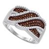 Image 1 : 1/3 CTW Round Brown Diamond Crossover Ring 10kt White Gold - REF-26M3A