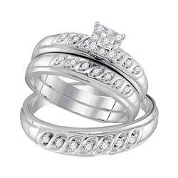 1/3 CTW His & Hers Round Diamond Solitaire Matching Bridal Wedding Ring 10kt White Gold - REF-33F6M
