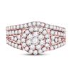 Image 2 : 1 CTW Round Diamond Cluster Bridal Wedding Engagement Ring 14kt Rose Gold - REF-65F9M
