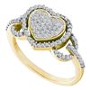 Image 1 : 1/3 CTW Round Diamond Heart Frame Cluster Ring 10kt Yellow Gold - REF-27K5R