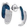Image 1 : 1/2 CTW Round Blue Color Enhanced Diamond J Half Hoop Earrings 10kt White Gold - REF-27F5M