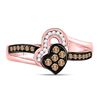 Image 2 : 1/3 CTW Round Brown Diamond Heart Ring 10kt Rose Gold - REF-30T3K