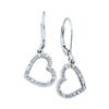 Image 1 : 1/20 CTW Round Diamond Heart Dangle Earrings 10kt White Gold - REF-10A8N