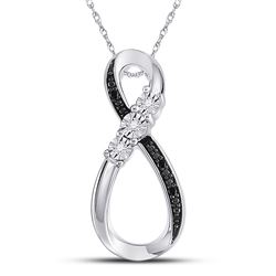 0.03 CTW Round Black Color Enhanced Diamond Vertical Infinity Pendant 10kt White Gold - REF-9X6T