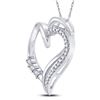 Image 2 : 1/10 CTW Round Diamond Open-center Heart Pendant 10kt White Gold - REF-14W4F