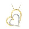 Image 1 : 1/8 CTW Round Diamond Double Heart Outline Pendant 10kt Yellow Gold - REF-9Y6X