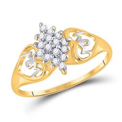 1/6 CTW Round Prong-set Diamond Cluster Heart Mom Ring 10kt Yellow Gold - REF-10Y2X