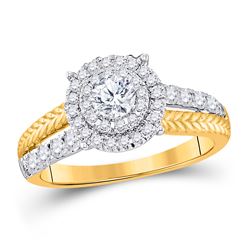 1 CTW Round Diamond Solitaire Bridal Wedding Engagement Ring 14kt Yellow Gold - REF-101F9M