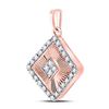 Image 2 : 1/6 CTW Round Diamond Diagonal Square Pendant 10kt Rose Gold - REF-15F5M