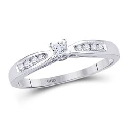 1/5 CTW Round Diamond Solitaire Promise Bridal Ring 10kt White Gold - REF-19T2K