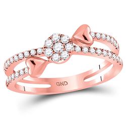 1/3 CTW Round Diamond Finger Wrap Heart Cluster Ring 14kt Rose Gold - REF-35H9W