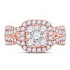 Image 2 : 2 CTW Round Diamond Cluster Bridal Wedding Engagement Ring 14kt Rose Gold - REF-147K5R